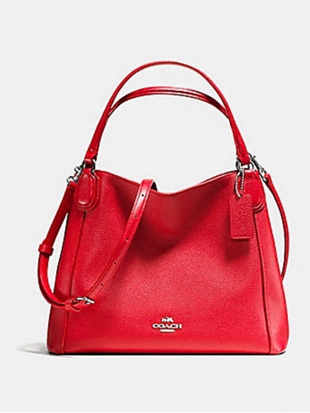 Coach Pebbled Leather Shoulder Bag in Bright Red
